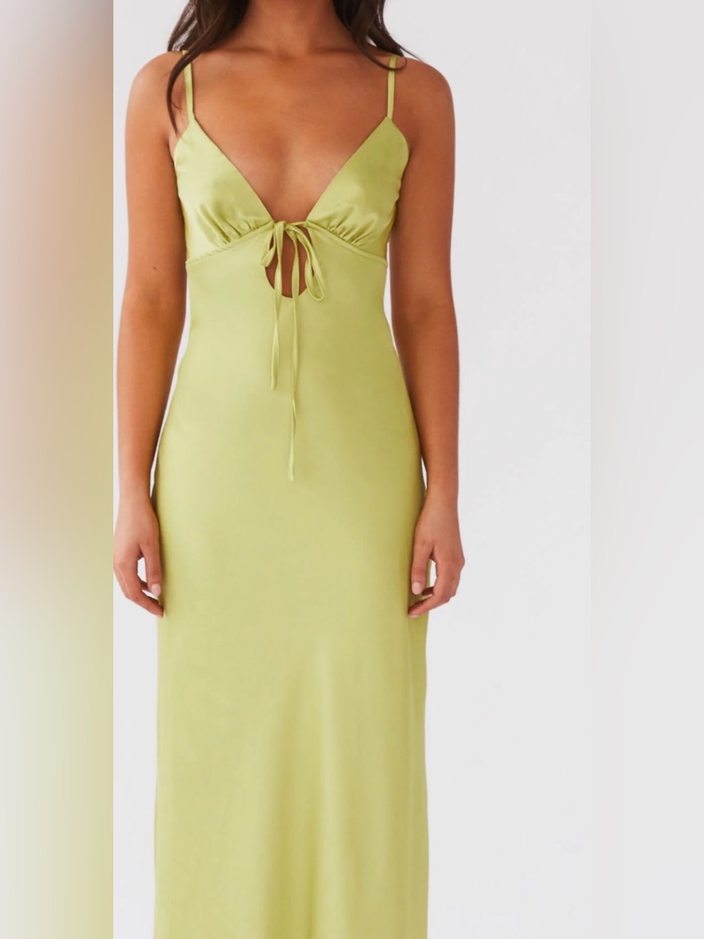 Peppermayo Lime Green Satin Maxi Dress
